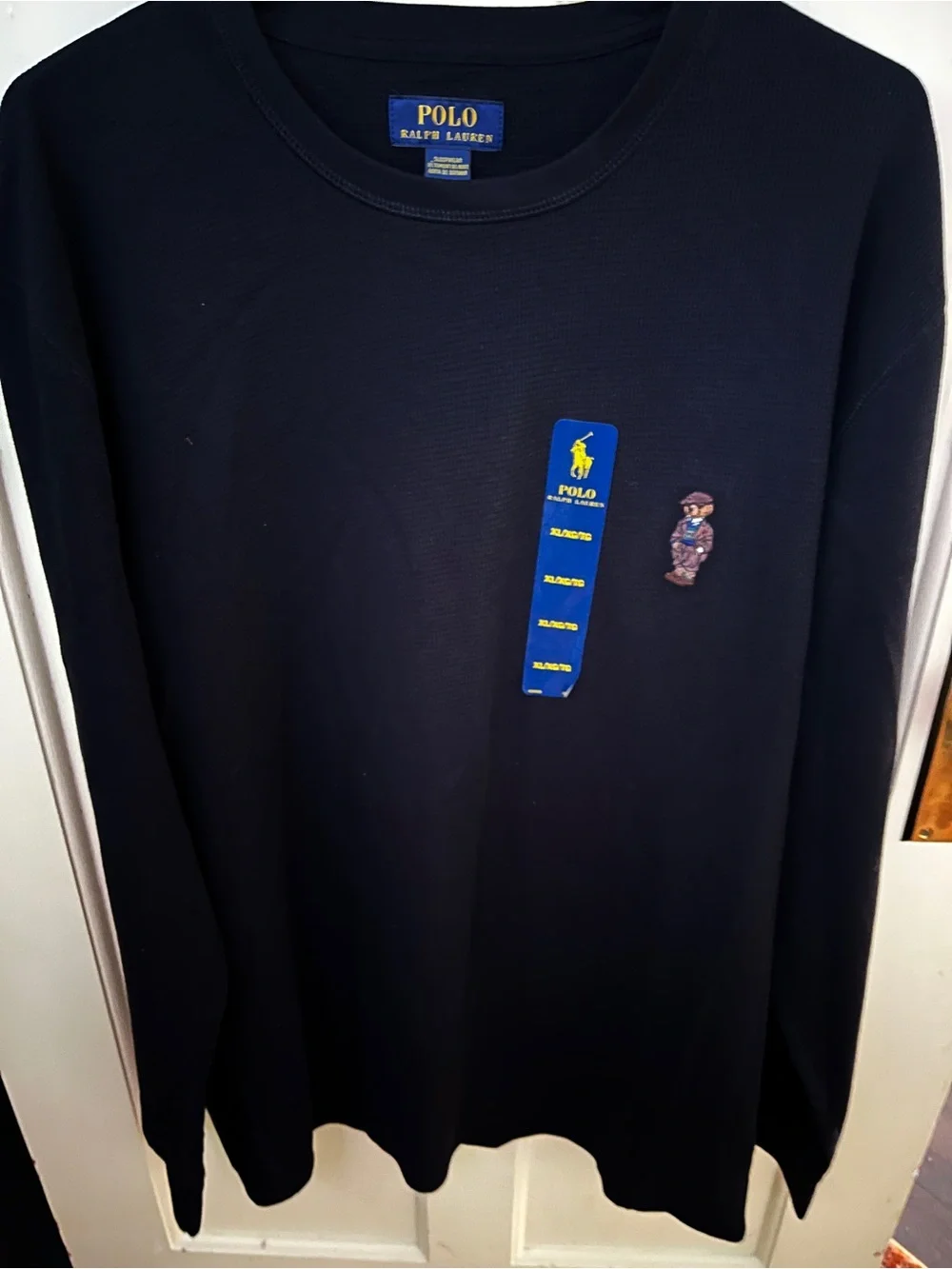 NWT Polo Ralph Lauren Polo Bear Waffle Knit Thermal Shirt XL Black New